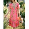 imageCicy Bell Womens Summer Floral Print Maxi Dress A Line Puff Short Sleeve V Neck Boho Dresses Flowy Beach Vacation OutfitsPink