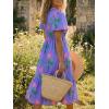 imageCicy Bell Womens Summer Floral Print Maxi Dress A Line Puff Short Sleeve V Neck Boho Dresses Flowy Beach Vacation OutfitsPurple