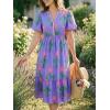 imageCicy Bell Womens Summer Floral Print Maxi Dress A Line Puff Short Sleeve V Neck Boho Dresses Flowy Beach Vacation OutfitsPurple