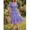 imageCicy Bell Womens Summer Floral Print Maxi Dress A Line Puff Short Sleeve V Neck Boho Dresses Flowy Beach Vacation OutfitsPurple