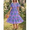 imageCicy Bell Womens Summer Floral Print Maxi Dress A Line Puff Short Sleeve V Neck Boho Dresses Flowy Beach Vacation OutfitsPurple
