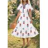 imageCicy Bell Womens Summer Floral Print Maxi Dress A Line Puff Short Sleeve V Neck Boho Dresses Flowy Beach Vacation OutfitsRed