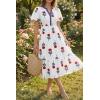 imageCicy Bell Womens Summer Floral Print Maxi Dress A Line Puff Short Sleeve V Neck Boho Dresses Flowy Beach Vacation OutfitsRed
