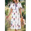 imageCicy Bell Womens Summer Floral Print Maxi Dress A Line Puff Short Sleeve V Neck Boho Dresses Flowy Beach Vacation OutfitsRed
