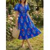 imageCicy Bell Womens Summer Floral Print Maxi Dress A Line Puff Short Sleeve V Neck Boho Dresses Flowy Beach Vacation OutfitsRoyal Blue