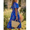 imageCicy Bell Womens Summer Floral Print Maxi Dress A Line Puff Short Sleeve V Neck Boho Dresses Flowy Beach Vacation OutfitsRoyal Blue