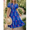 imageCicy Bell Womens Summer Floral Print Maxi Dress A Line Puff Short Sleeve V Neck Boho Dresses Flowy Beach Vacation OutfitsRoyal Blue