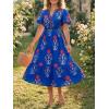 imageCicy Bell Womens Summer Floral Print Maxi Dress A Line Puff Short Sleeve V Neck Boho Dresses Flowy Beach Vacation OutfitsRoyal Blue