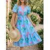 imageCicy Bell Womens Summer Floral Print Maxi Dress A Line Puff Short Sleeve V Neck Boho Dresses Flowy Beach Vacation OutfitsSky Blue