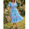 imageCicy Bell Womens Summer Floral Print Maxi Dress A Line Puff Short Sleeve V Neck Boho Dresses Flowy Beach Vacation OutfitsSky Blue