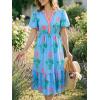 imageCicy Bell Womens Summer Floral Print Maxi Dress A Line Puff Short Sleeve V Neck Boho Dresses Flowy Beach Vacation OutfitsSky Blue