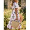 imageCicy Bell Womens Summer Floral Print Maxi Dress A Line Puff Short Sleeve V Neck Boho Dresses Flowy Beach Vacation OutfitsWhite