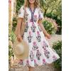 imageCicy Bell Womens Summer Floral Print Maxi Dress A Line Puff Short Sleeve V Neck Boho Dresses Flowy Beach Vacation OutfitsWhite