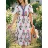 imageCicy Bell Womens Summer Floral Print Maxi Dress A Line Puff Short Sleeve V Neck Boho Dresses Flowy Beach Vacation OutfitsWhite