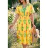 imageCicy Bell Womens Summer Floral Print Maxi Dress A Line Puff Short Sleeve V Neck Boho Dresses Flowy Beach Vacation OutfitsYellow
