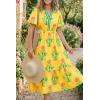 imageCicy Bell Womens Summer Floral Print Maxi Dress A Line Puff Short Sleeve V Neck Boho Dresses Flowy Beach Vacation OutfitsYellow