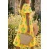 imageCicy Bell Womens Summer Floral Print Maxi Dress A Line Puff Short Sleeve V Neck Boho Dresses Flowy Beach Vacation OutfitsYellow