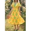 imageCicy Bell Womens Summer Floral Print Maxi Dress A Line Puff Short Sleeve V Neck Boho Dresses Flowy Beach Vacation OutfitsYellow
