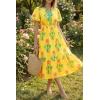 imageCicy Bell Womens Summer Floral Print Maxi Dress A Line Puff Short Sleeve V Neck Boho Dresses Flowy Beach Vacation OutfitsYellow