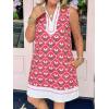imageCicy Bell Womens Summer Floral Print Mini Dress V Neck Sleeveless Color Block Boho Dresses Casual Beach Vacation OutfitsRose Red