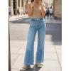 imageCicy Bell Womens Summer High Waisted Jeans Casual Trendy Wide Leg Baggy Vintage Denim Pants with PocketsLight Blue