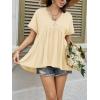 imageCicy Bell Womens Summer Peplum Tops Oversized Babydoll Short Sleeve V Neck T Shirts Casual Loose Pleated Swing BlouseBeige