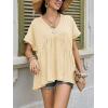 imageCicy Bell Womens Summer Peplum Tops Oversized Babydoll Short Sleeve V Neck T Shirts Casual Loose Pleated Swing BlouseBeige