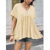 imageCicy Bell Womens Summer Peplum Tops Oversized Babydoll Short Sleeve V Neck T Shirts Casual Loose Pleated Swing BlouseBeige