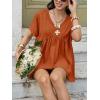 imageCicy Bell Womens Summer Peplum Tops Oversized Babydoll Short Sleeve V Neck T Shirts Casual Loose Pleated Swing BlouseBrick Red