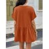imageCicy Bell Womens Summer Peplum Tops Oversized Babydoll Short Sleeve V Neck T Shirts Casual Loose Pleated Swing BlouseBrick Red