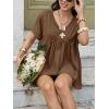 imageCicy Bell Womens Summer Peplum Tops Oversized Babydoll Short Sleeve V Neck T Shirts Casual Loose Pleated Swing BlouseBrown