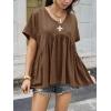 imageCicy Bell Womens Summer Peplum Tops Oversized Babydoll Short Sleeve V Neck T Shirts Casual Loose Pleated Swing BlouseBrown