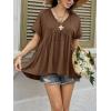 imageCicy Bell Womens Summer Peplum Tops Oversized Babydoll Short Sleeve V Neck T Shirts Casual Loose Pleated Swing BlouseBrown
