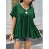 imageCicy Bell Womens Summer Peplum Tops Oversized Babydoll Short Sleeve V Neck T Shirts Casual Loose Pleated Swing BlouseDark Green
