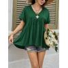 imageCicy Bell Womens Summer Peplum Tops Oversized Babydoll Short Sleeve V Neck T Shirts Casual Loose Pleated Swing BlouseDark Green