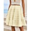 imageCicy Bell Womens Summer Pleated Skirts Boho Layered Tiered Low Rise Knee Length Skirt Flowy Beach Vacation OutfitsApricot