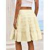 imageCicy Bell Womens Summer Pleated Skirts Boho Layered Tiered Low Rise Knee Length Skirt Flowy Beach Vacation OutfitsApricot