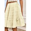 imageCicy Bell Womens Summer Pleated Skirts Boho Layered Tiered Low Rise Knee Length Skirt Flowy Beach Vacation OutfitsApricot
