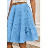 imageCicy Bell Womens Summer Pleated Skirts Boho Layered Tiered Low Rise Knee Length Skirt Flowy Beach Vacation OutfitsBlue