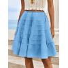 imageCicy Bell Womens Summer Pleated Skirts Boho Layered Tiered Low Rise Knee Length Skirt Flowy Beach Vacation OutfitsBlue