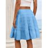 imageCicy Bell Womens Summer Pleated Skirts Boho Layered Tiered Low Rise Knee Length Skirt Flowy Beach Vacation OutfitsBlue