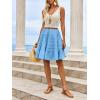 imageCicy Bell Womens Summer Pleated Skirts Boho Layered Tiered Low Rise Knee Length Skirt Flowy Beach Vacation OutfitsBlue