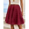 imageCicy Bell Womens Summer Pleated Skirts Boho Layered Tiered Low Rise Knee Length Skirt Flowy Beach Vacation OutfitsBurgundy