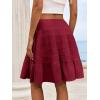 imageCicy Bell Womens Summer Pleated Skirts Boho Layered Tiered Low Rise Knee Length Skirt Flowy Beach Vacation OutfitsBurgundy