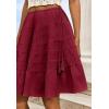imageCicy Bell Womens Summer Pleated Skirts Boho Layered Tiered Low Rise Knee Length Skirt Flowy Beach Vacation OutfitsBurgundy
