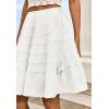 imageCicy Bell Womens Summer Pleated Skirts Boho Layered Tiered Low Rise Knee Length Skirt Flowy Beach Vacation OutfitsWhite