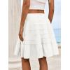 imageCicy Bell Womens Summer Pleated Skirts Boho Layered Tiered Low Rise Knee Length Skirt Flowy Beach Vacation OutfitsWhite