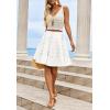 imageCicy Bell Womens Summer Pleated Skirts Boho Layered Tiered Low Rise Knee Length Skirt Flowy Beach Vacation OutfitsWhite