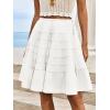 imageCicy Bell Womens Summer Pleated Skirts Boho Layered Tiered Low Rise Knee Length Skirt Flowy Beach Vacation OutfitsWhite