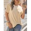 imageCicy Bell Womens Summer Short Sleeve Tops Casual Crew Neck TShirts Loose Fit Twist Front Basic TeesBeige